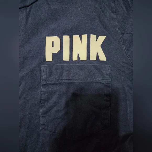 PINK Victoria's Secret Oversized Vintage Spellout Graphic Pocket Tee - Picture 4 of 5